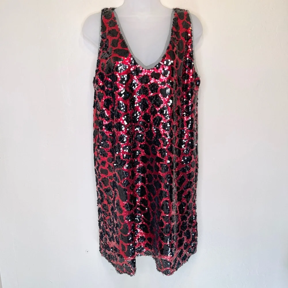 ZARA Animal Print Jewel Tone Sequin Embellished Glam Cocktail Holiday Mini Dress - Picture 6 of 16